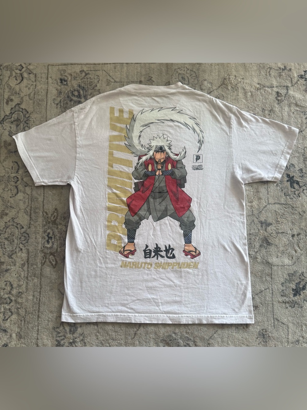 Primitive Naruto Jiraiya Graphic Tee - White, Red, Gold